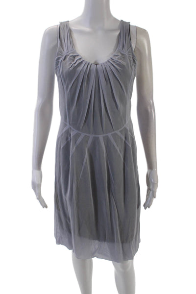 Richard Chai Womens Cotton Sleeveless Zippered Scoop Neck Dress Blue Size 8