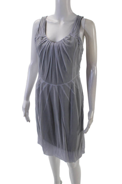 Richard Chai Womens Cotton Sleeveless Zippered Scoop Neck Dress Blue Size 8