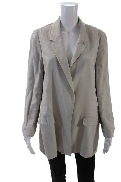 Allsaints Womens Long Sleeve Collared Open Front Blazer Gray Size 8
