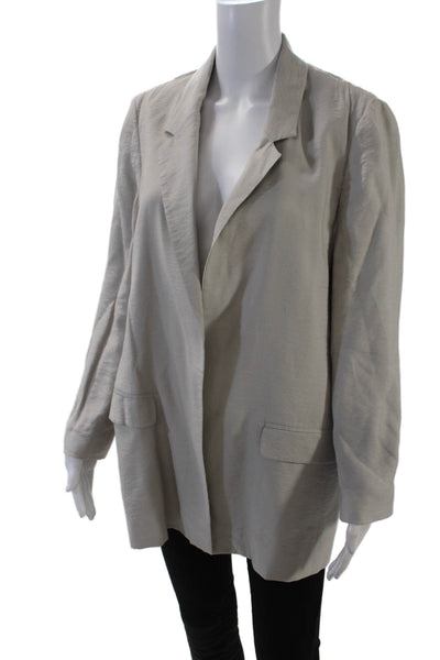 Allsaints Womens Long Sleeve Collared Open Front Blazer Gray Size 8