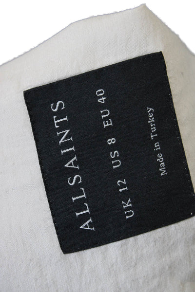 Allsaints Womens Long Sleeve Collared Open Front Blazer Gray Size 8