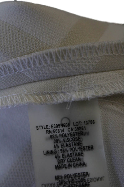 Elie Tahari Womens Boat Neck Geometric Colorblock Sheath Dress Beige Size 2