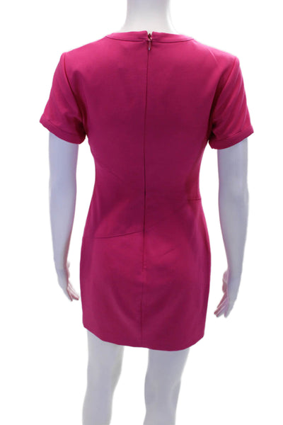 Likely Womens Short Sleeve Asymmetric Hem Sheath Dress Pink Size 2