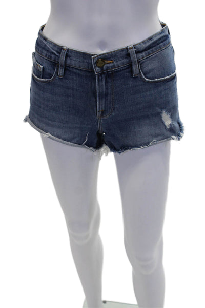 Frame Denim Womens Denim Low Rise Cut Off Valle Shorts Blue Cotton Size 26