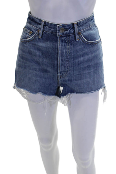 Grlfrnd Womens Denim Poppy Shorts Good Luck Charm Blue Cotton Size 26