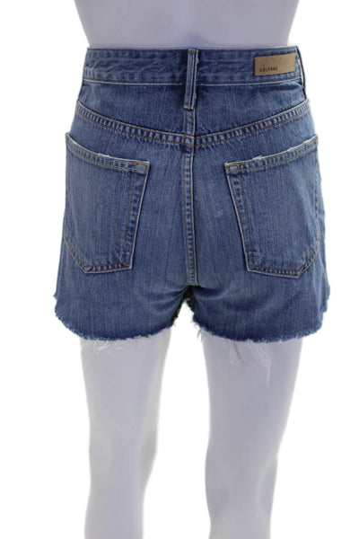 Grlfrnd Womens Denim Poppy Shorts Good Luck Charm Blue Cotton Size 26