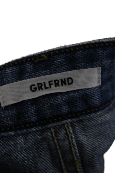 Grlfrnd Womens Denim Poppy Shorts Good Luck Charm Blue Cotton Size 26