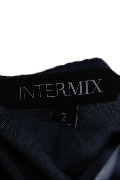 Intermix Womens Cotton Lace Up V-Neck Sleeveless Fit + Flare Dress Blue Size 2