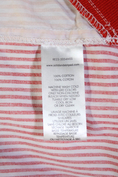 Solid & Striped Womens Cotton Striped Collared Button Up Blouse Top Pink Size S