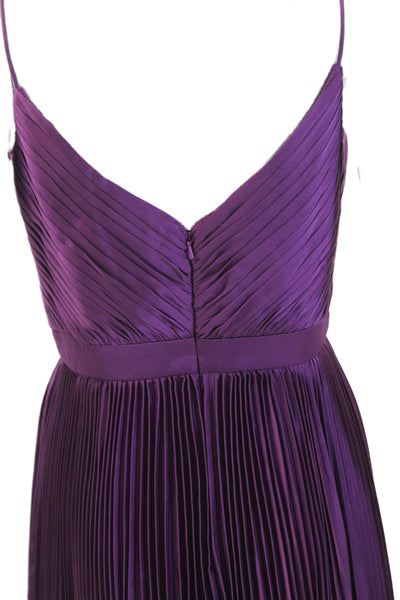 Ieena for MacDuggal Womens Spaghetti Strap Pleated Satin Dress Purple Size 4