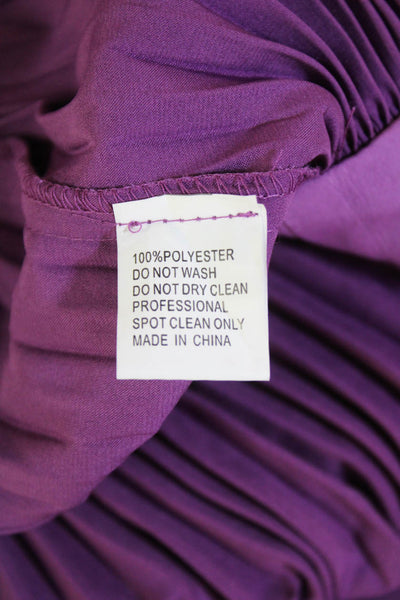 Ieena for MacDuggal Womens Spaghetti Strap Pleated Satin Dress Purple Size 4
