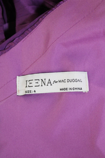 Ieena for MacDuggal Womens Spaghetti Strap Pleated Satin Dress Purple Size 4