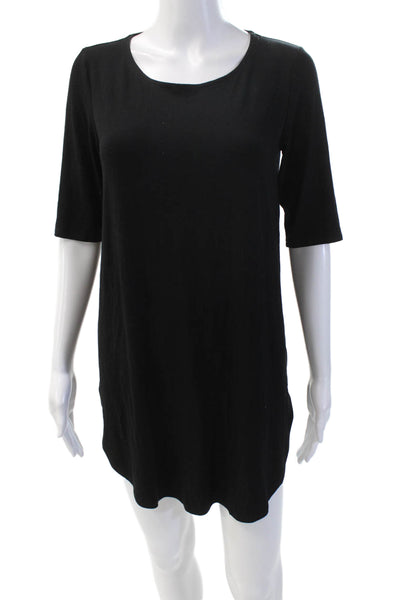 Eileen Fisher Womens Stretch 3/4 Sleeve Pullover Mini Dress Black Size XS