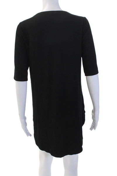 Eileen Fisher Womens Stretch 3/4 Sleeve Pullover Mini Dress Black Size XS