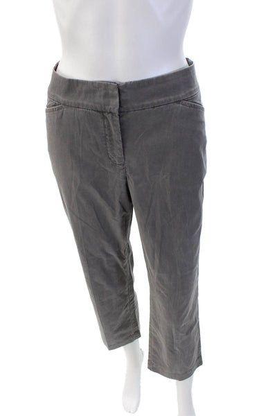Eileen Fisher Womens Mid-Rise Zippered Casual Straight Pants Gray Size 4