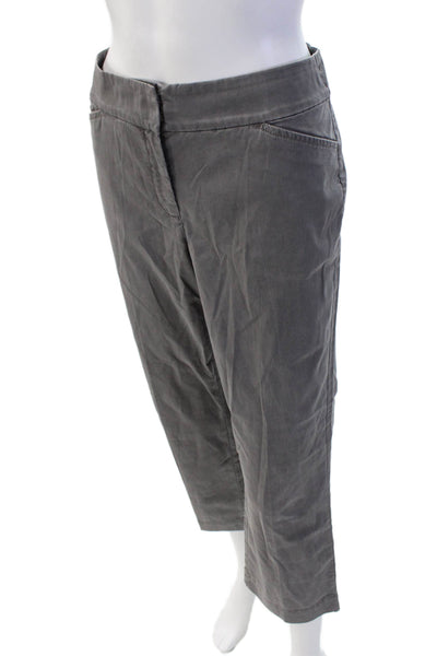 Eileen Fisher Womens Mid-Rise Zippered Casual Straight Pants Gray Size 4