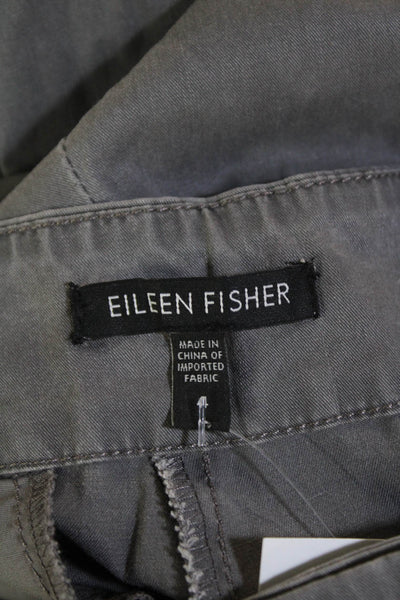 Eileen Fisher Womens Mid-Rise Zippered Casual Straight Pants Gray Size 4