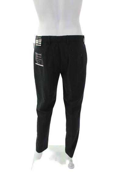 Tahari Mens Slim Fit Skinny Leg Flat Front Dress Pants Black Size 34X30