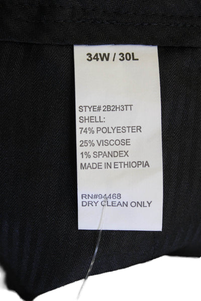Tahari Mens Slim Fit Skinny Leg Flat Front Dress Pants Black Size 34X30