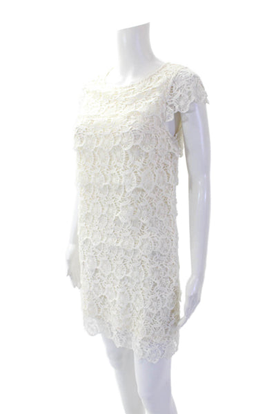 See by Chloe Womens Crochet Tiered Short Sleeves Knee Length Dress White Size 2