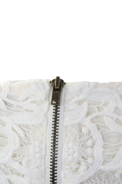 See by Chloe Womens Crochet Tiered Short Sleeves Knee Length Dress White Size 2