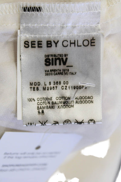 See by Chloe Womens Crochet Tiered Short Sleeves Knee Length Dress White Size 2