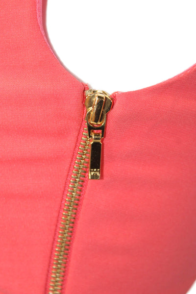 Escada Womens V Neck Ruched Sides Body Con Dress Coral Pink Size EUR 32