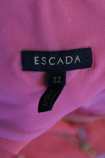 Escada Womens V Neck Ruched Sides Body Con Dress Coral Pink Size EUR 32