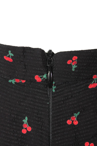 Bec & Bridge Womens Cherry Print Halter Neck A Line Dress Black Red Size 4