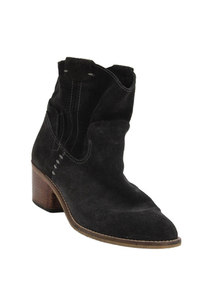 Dolce Vita Womens Suede Pull On Ankle Cowboy Boots Charcoal Gray Size 7