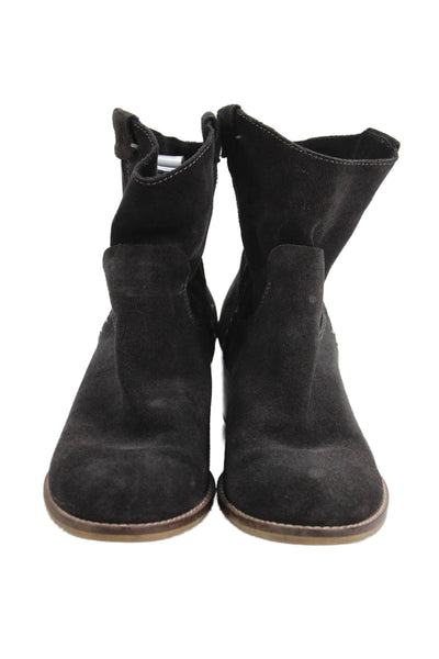 Dolce Vita Womens Suede Pull On Ankle Cowboy Boots Charcoal Gray Size 7
