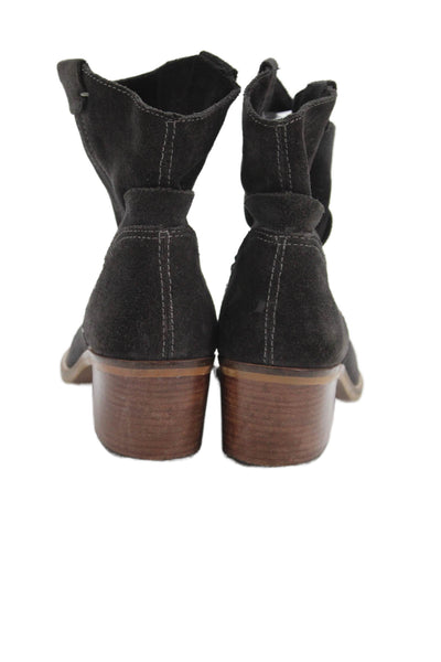 Dolce Vita Womens Suede Pull On Ankle Cowboy Boots Charcoal Gray Size 7