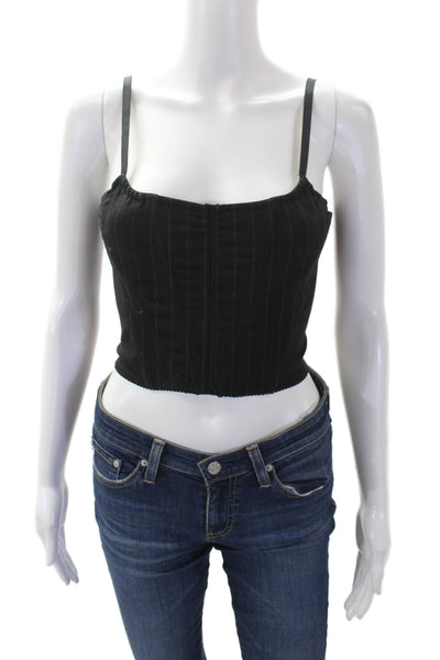 The Andamane Womens Hook Back Spaghetti Strap Corset Top Black Size Small