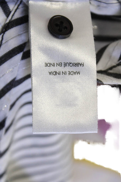Solid & Striped Womens Button Front Collared Striped Shirt White Black Small