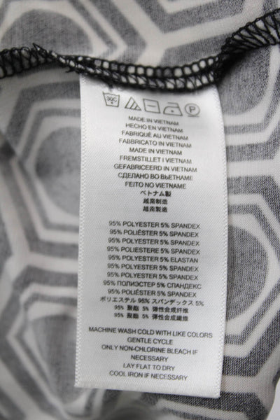 Michael Michael Kors Womens V Neck Geometric Sheath Dress Black White Medium
