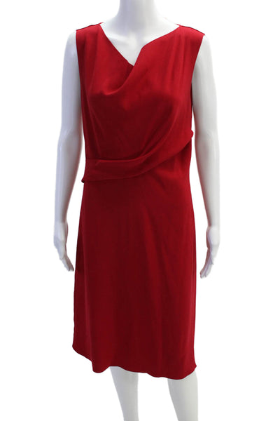 Elie Tahari Womens Back Zip Sleeveless Scoop Neck Shift Dress Red Size 8