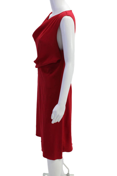 Elie Tahari Womens Back Zip Sleeveless Scoop Neck Shift Dress Red Size 8