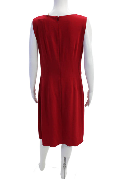Elie Tahari Womens Back Zip Sleeveless Scoop Neck Shift Dress Red Size 8
