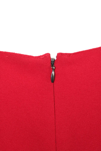 Elie Tahari Womens Back Zip Sleeveless Scoop Neck Shift Dress Red Size 8