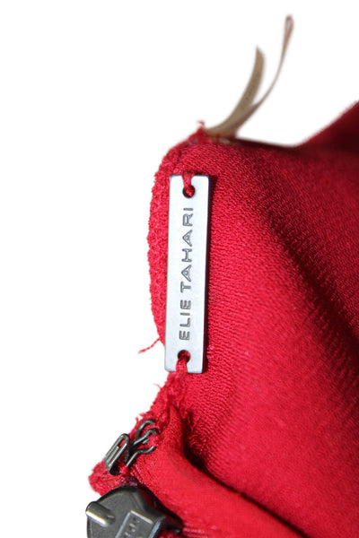 Elie Tahari Womens Back Zip Sleeveless Scoop Neck Shift Dress Red Size 8