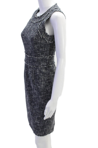 Michael Michael Kors Womens Back Zip Crew Neck Knit Sheath Dress Navy Size 0
