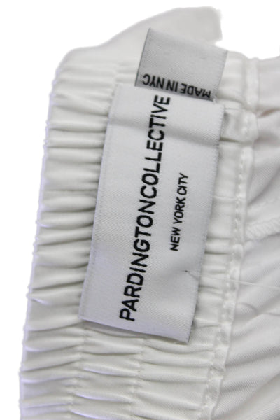 Pardington Collective Womens Elastic Waistband Satin Straight Leg Pants White XL