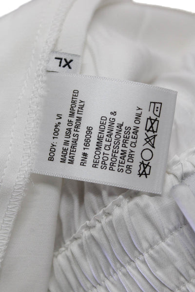 Pardington Collective Womens Elastic Waistband Satin Straight Leg Pants White XL