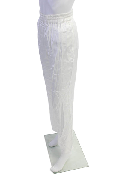 Pardington Collective Womens Elastic Waistband Satin Straight Pants White Small