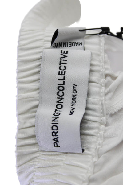 Pardington Collective Womens Elastic Waistband Satin Straight Pants White Small
