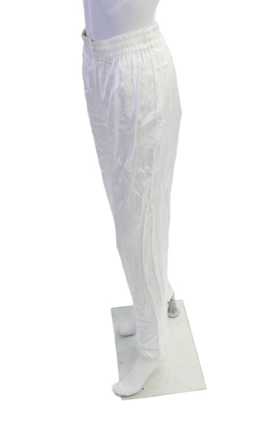 Pardington Collective Womens Elastic Waistband Satin Straight Leg Pants White XS