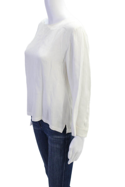 Boss Hugo Boss Womens Back Zip Long Sleeve Scoop Neck Blouse White Size 4