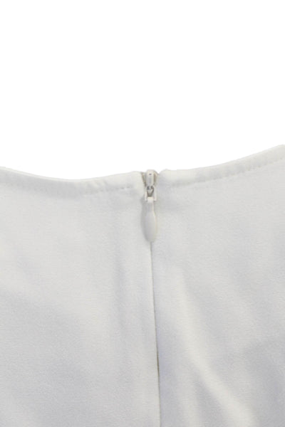 Boss Hugo Boss Womens Back Zip Long Sleeve Scoop Neck Blouse White Size 4
