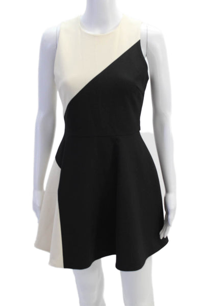 Elizabeth and James Womens Sleeveless Colorblock A Line Dress Beige Black Size S