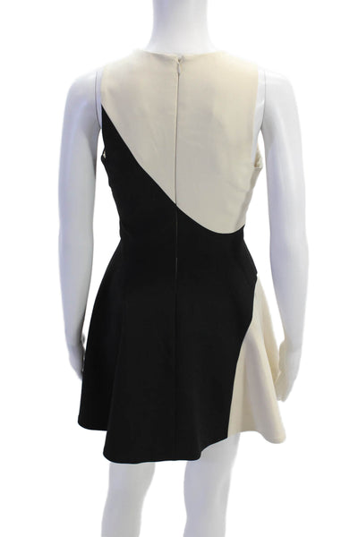 Elizabeth and James Womens Sleeveless Colorblock A Line Dress Beige Black Size S